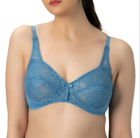 Bra for girls and women, Formal Bra, Poly Jersey Lace Bra,   Color Blue